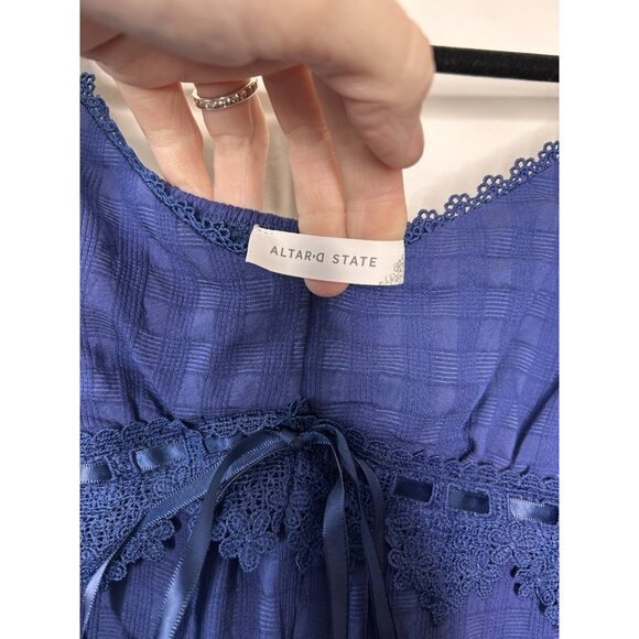 Altar'd State Women's Lilith Mini Blue Dress Sleeveless Size Medium New NWT - Picture 4 of 9
